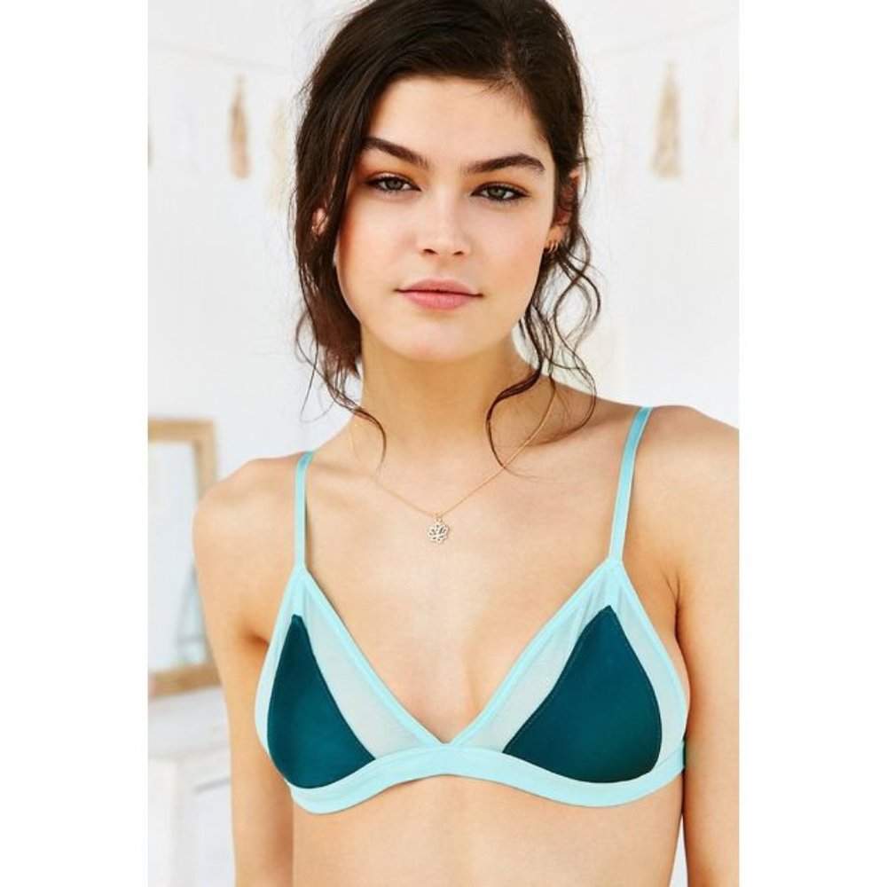 Kimchi Blue Green Libby Colorblock Mesh Bra urban